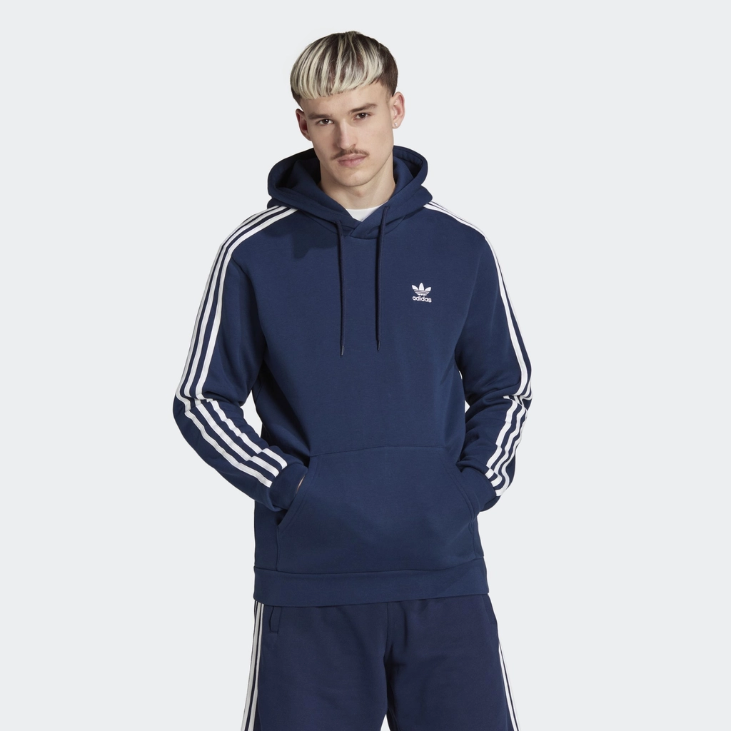 Adidas Originals Mens Adicolor Classics 3-Stripes Hoodie - Blue Cotton - Size X-Small